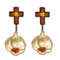 Garlic and Crucifix Earrings